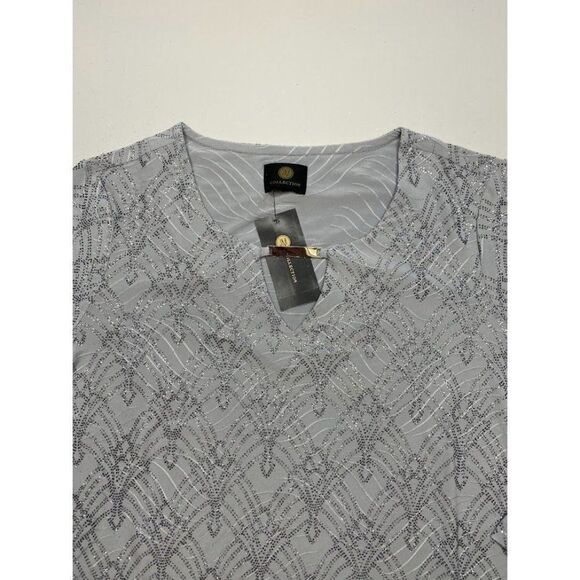 JM Collection Gray Silver Glitter Top sz Medium NEW‎ - Picture 4 of 8